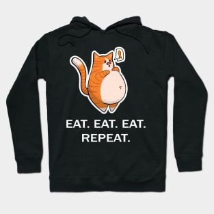 Ginger Fat Cat - Eat Eat Eat Repeat - White Font Hoodie